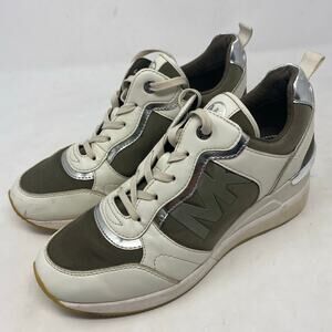 Michael Kors Crista Trainer Sneaker Olive Cream Womens Size 7